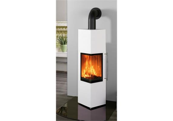 Skanderborg Kaminofen  Cali XL Da  Stahl weiss  Abgang oben