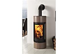 Skanderborg Kaminofen  Pila  Kachel Cappuccino  Abgang hinten