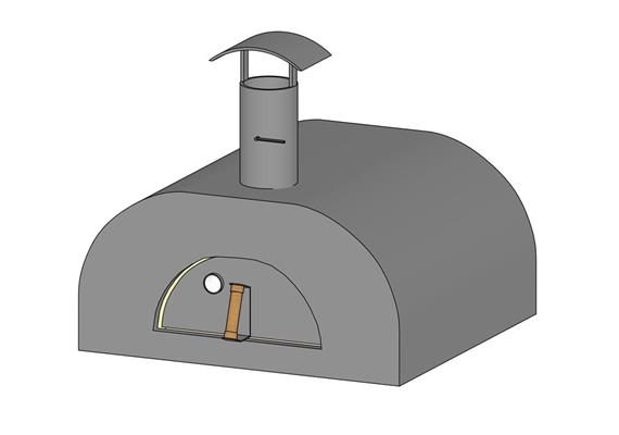 Kompletter Pizzaofenbausatz, Chromstahlmantel,  normale Front - 80 x 80 cm