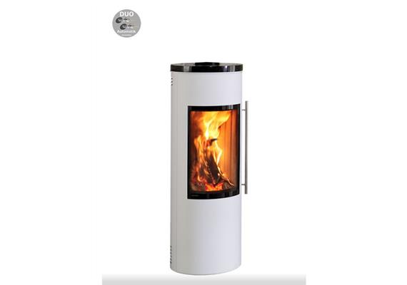 Skanderborg Kaminofen  Veron Da  Stahl weiss  Abgang oben