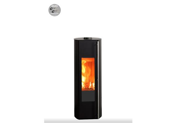 Skanderborg Kaminofen  Zio Da  Stahl schwarz  Abgang hinten