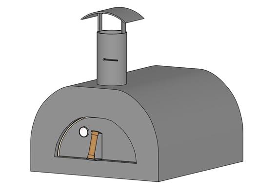 Kompletter Pizzaofenbausatz, Chromstahlmantel,  normale Front - 80 x 60 cm