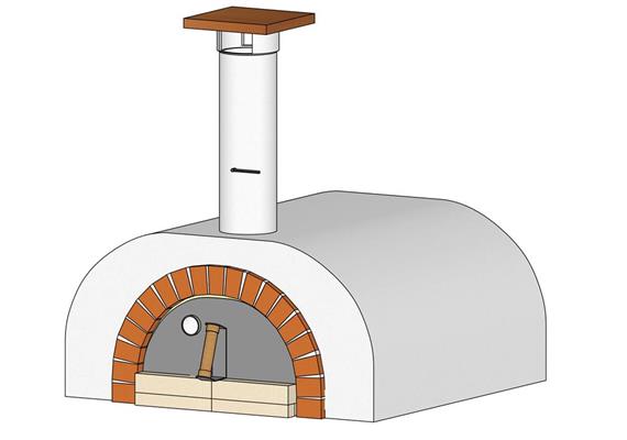 Kompletter Pizzaofenbausatz, verputzt,  normale Front - 80 x 80 cm