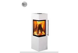 Skanderborg Kaminofen  Cali Da  Stahl weiss  Abgang hinten