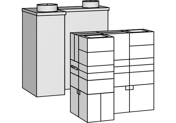 MHK Ecke 90° rechts, 520 (770)x720x520mm, Eingang 180mm, Ausgang 160mm