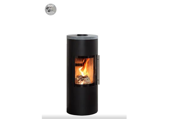 Skanderborg Kaminofen  Niro Da  Stahl schwarz  Abgang hinten