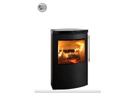 Skanderborg Kaminofen  Tiva Da  Stahl schwarz  Abgang hinten